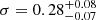 $ \sigma = 0.28_{-0.07}^{+0.08} $