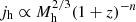 $ j_{\mathrm{h}}\propto M_{\mathrm{h}}^{2/3}(1+z)^{-n} $