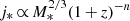 $ j_*\,{\propto}\,M_*^{2/3}(1\,{+}\,z)^{-n} $