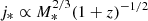 $ j_*\propto M_*^{2/3}(1+z)^{-1/2} $