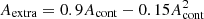 $ A_{\mathrm{extra}}=0.9A_{\mathrm{cont}}-0.15A_{\mathrm{cont}}^{2} $