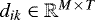 $d_{ik} \in \mathbb{R}^{M\,{\times}\,T}$