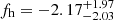 $ f_{\mathrm{h}}=-2.17^{+1.97}_{-2.03} $