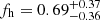 $ f_{\mathrm{h}}=0.69_{-0.36}^{+0.37} $