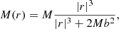 $$ \begin{aligned} M(r) = M \frac{|r|^3}{|r|^3 + 2Mb^2} , \end{aligned} $$