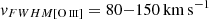 $ {\mathit{v}_{FWHM\mathrm{[{\mathrm{O}\,\textsc{iii}}]}} = 80 {-} 150 \, \mathrm{km \, s^{-1}}} $