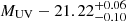 $ M_{\mathrm{UV}}-21.22_{-0.10}^{+0.06} $