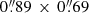 $ 0{{\overset{\prime\prime}{.}}}89 \, \times \, 0{{\overset{\prime\prime}{.}}}69 $
