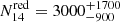 $ N^{\mathrm{red}}_{14}= 3000_{-900}^{+1700} $