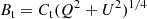 $$ \begin{aligned} B_{\rm t}=C_{\rm t} (Q^{2}+U^{2})^{1/4} \end{aligned} $$