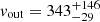 $ \mathit{v}_{\mathrm{out}} = 343^{+146}_{-29} $