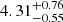 $ 4.31^{+0.76}_{-0.55} $