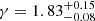 $ \gamma = 1.83 ^{+0.15}_{-0.08} $