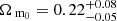$ {\Omega_{\text{ m}_{0}}}= 0.22^{+0.08}_{-0.05} $