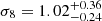 $ \sigma_8 = 1.02^{+0.36}_{-0.24} $
