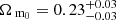 $ {\Omega_{\text{ m}_{0}}}= 0.23^{+0.03}_{-0.03} $