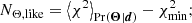 $$ \begin{aligned}&N_{\Theta , \mathrm{like}} = \left\langle \chi ^2 \right\rangle _{\mathrm{Pr} (\boldsymbol{\Theta } | \boldsymbol{d})} - \chi ^2_{\rm min}; \end{aligned} $$