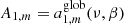 $ A_{1,m} = a_{1,m}^{\mathrm{glob}} (\nu, \beta) $