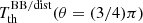 $ T_{\mathrm{th}}^{\mathrm{BB/dist}} (\theta=(3/4)\pi) $