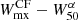 $ W_\mathrm{mx}^\mathrm{CF} - W_{50}^\alpha $