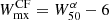 $ W_\mathrm{mx}^\mathrm{CF} = W_{50}^\alpha - 6 $