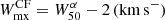 $$ \begin{aligned} W_\mathrm{mx} ^\mathrm{CF} = W_{50}^\alpha - 2 \,(\mathrm{km\,s^{-}}) \end{aligned} $$