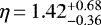 $\eta\,{=}\, 1.42^{&#x002B;0.68}_{-0.36}$