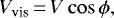 \begin{equation*} V_{\textrm{vis}}\,{=}\,V \cos \phi,\end{equation*}