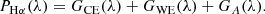 $$ \begin{aligned} P_{\rm H\alpha }(\lambda ) = G_{\rm CE}(\lambda ) + G_{\rm WE}(\lambda ) + G_{A}(\lambda ). \end{aligned} $$