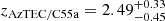 $ z_{\mathrm{AzTEC/C55a}} = 2.49^{+0.33}_{-0.45} $