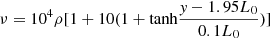 $ \nu = 10^4 \rho [1+10(1+\mathrm{tanh}\frac{\mathit{y}-1.95L_0}{0.1L_0})] $
