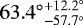 ${63.4^{\circ}}^{&#x002B;12.2^{\circ}}_{-57.7^{\circ}}$