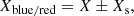 $$ \begin{aligned} X_{\rm blue/red} = X \pm X_{\rm s}, \end{aligned} $$