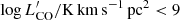 $ \log L^{\prime}_{\mathrm{CO}}/\mathrm{K\, km\, s}^{-1} \,\mathrm{pc}^{2} < 9 $