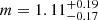 $ m=1.11^{+0.19}_{-0.17} $