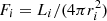 $ F_{i}=L_{i}/(4\pi r^2_{i}) $