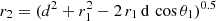 $ r_2=(d^2+r_1^2-2\,r_1\,{\rm d}\,\cos\theta_1)^{0.5} $