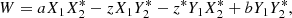 $$ \begin{aligned} W = aX_1X_2^*-zX_1Y_2^* -z^*Y_1X_2^*+bY_1Y_2^*, \end{aligned} $$