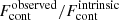 $ F_{\mathrm{cont}}^{\mathrm{observed}}/F_{\mathrm{cont}}^{\mathrm{intrinsic}} $