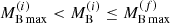 $ M_{\mathrm{B\,max}}^{(i)} < M_{\mathrm{B}}^{(i)} \leq M_{\mathrm{B\,max}}^{(f)} $