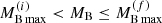 $ M_{\mathrm{B\,max}}^{(i)} < M_{\mathrm{B}} \leq M_{\mathrm{B\,max}}^{(f)} $