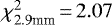 ${\chi}^2_{\textrm{2.9mm}}\,{=}\,2.07$