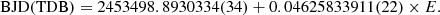 $$ \begin{aligned} \mathrm{BJD(TDB)}=2453498.8930334(34)+0.04625833911(22)\times E. \end{aligned} $$