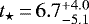 $t_{\star}\,{=}\,6.7_{-5.1}^{&#x002B;4.0}$