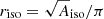 $ r_{\mathrm{iso}}=\sqrt A_{\mathrm{iso}}/\pi $