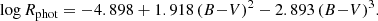 $$ \begin{aligned} \log R_{\rm phot} = -4.898 + 1.918 \, (B{-}V)^2- 2.893 \, (B{-}V)^3. \end{aligned} $$