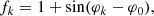 $$ \begin{aligned} f_k=1+\sin (\varphi _k-\varphi _0), \end{aligned} $$