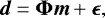\begin{equation*} {\vec d} = \boldsymbol{\Phi} {\vec m} &#x002B; \bm{\epsilon},\end{equation*}