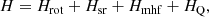 $$ \begin{aligned} H = H_{\rm rot} + H_{\rm sr} + H_{\rm mhf} + H_{\rm Q}, \end{aligned} $$
