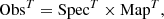 $$ \begin{aligned} \mathrm{Obs}^T=\mathrm{Spec}^T\times \mathrm{Map}^T, \end{aligned} $$